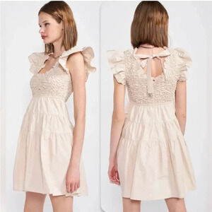 En Saison beige ruffle tiered Matisse mini dress
